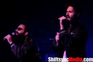 Photo Credit: Bryce Fraser Ryan Merchant right, and Sebu Simonian left both lead vocalists for Capital Cities singing to their audience at the Ace Of Spades Venue in Sacramento, CA 
